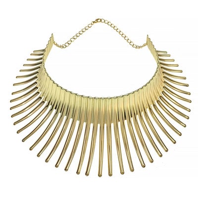 Africa coliere Set de bijuterii de culoare aurie metal mare cuplu exagerat Choker colier Set de cercei bijuterii Steampunk african 2022