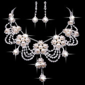 Colier de perle artificiale cu strass de lux pentru femei, cercei, set de bijuterii de mireasa de nunta, set de bijuterii de lux stralucitoare, bijuterii de nunta pentru femei
