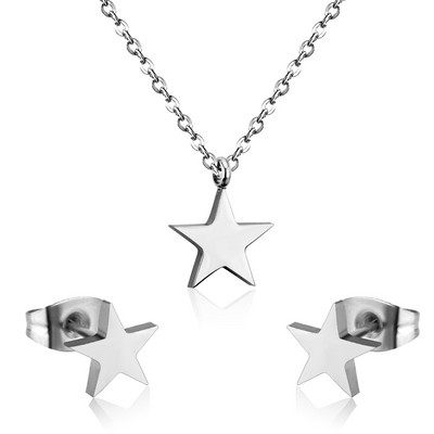 LUXUSTEEL Set de colier de mireasă de culoare aurie Colier cu pandantiv în formă de măr Cercei drăguți Brinco Party Set de bijuterii pentru copii din oțel inoxidabil