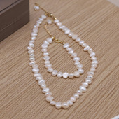 Korea Hot Selling divatékszerek Természetes, szabálytalan édesvízi gyöngy karkötő nyaklánc női parti kiegészítőkkel