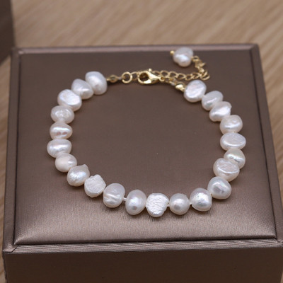 Korea Hot Selling divatékszerek Természetes, szabálytalan édesvízi gyöngy karkötő nyaklánc női parti kiegészítőkkel