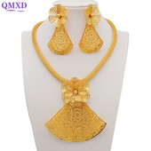 Könnyű, finom dubaji ékszerkészletek női nagy virágos medál indiai nyaklánc és fülbevaló marokkói házassági évfordulós ajándékok