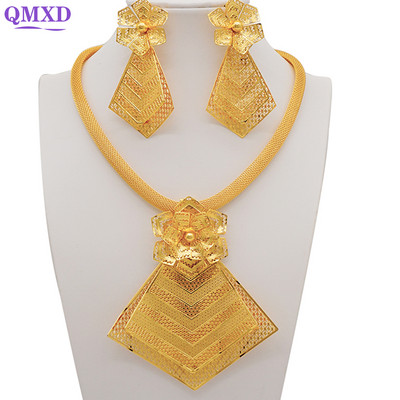 Könnyű, finom dubaji ékszerkészletek női nagy virágos medál indiai nyaklánc és fülbevaló marokkói házassági évfordulós ajándékok