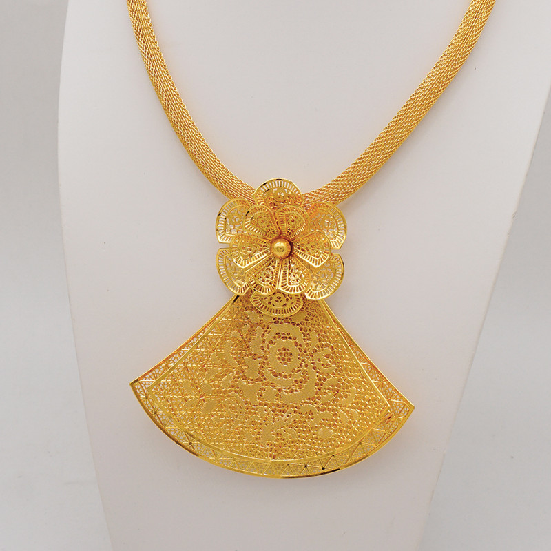 Könnyű, finom dubaji ékszerkészletek női nagy virágos medál indiai nyaklánc és fülbevaló marokkói házassági évfordulós ajándékok