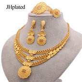 Hawaiian placat cu aur nunta flori cercei bratari seturi de bijuterii mireasa cadouri colier inel set de bijuterii pentru femei