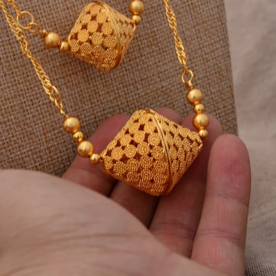 24k hosszú láncú Dubai ékszer készletek nőknek Színes etióp fülbevaló nyaklánc indiai ékszer afrikai menyasszonyi gyöngy esküvői ajándék