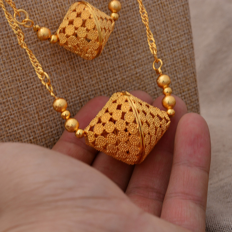 24k hosszú láncú Dubai ékszer készletek nőknek Színes etióp fülbevaló nyaklánc indiai ékszer afrikai menyasszonyi gyöngy esküvői ajándék