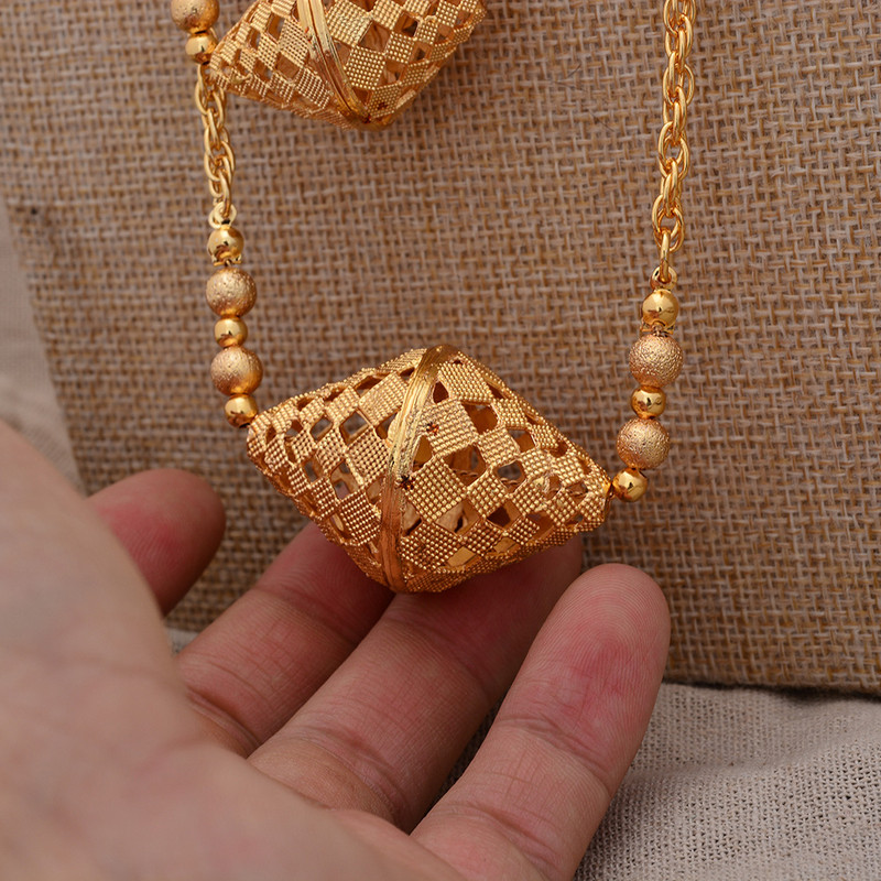 24k hosszú láncú Dubai ékszer készletek nőknek Színes etióp fülbevaló nyaklánc indiai ékszer afrikai menyasszonyi gyöngy esküvői ajándék