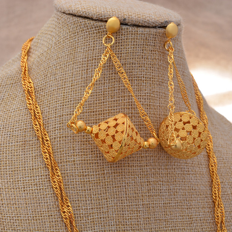 24k hosszú láncú Dubai ékszer készletek nőknek Színes etióp fülbevaló nyaklánc indiai ékszer afrikai menyasszonyi gyöngy esküvői ajándék