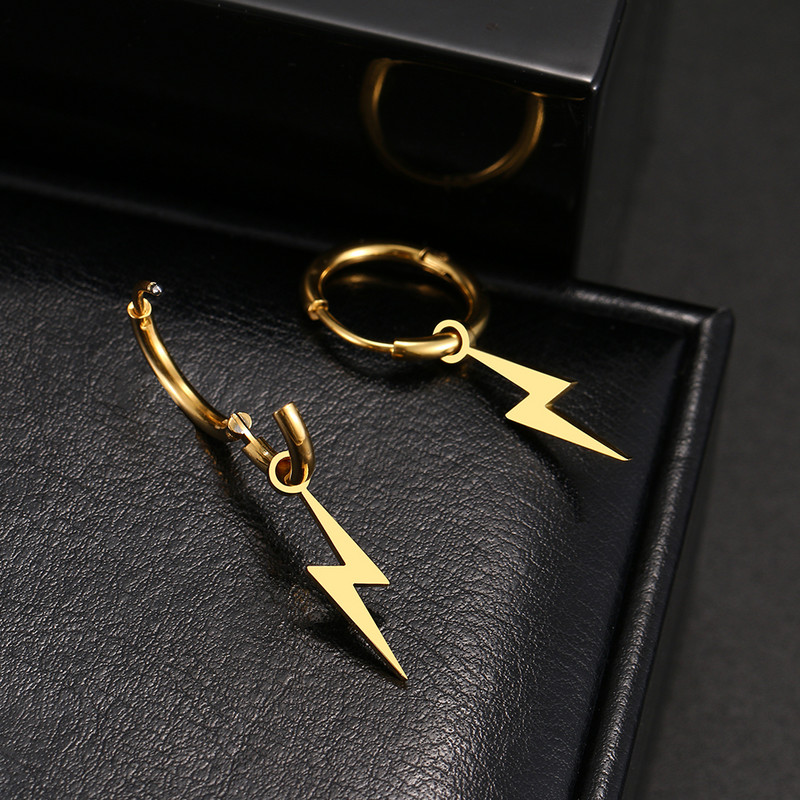 Rozsdamentes acél fülbevalók új villámborítású karikás fülbevalók 2022 trendi varázslatos fülbevalók női ékszerparti legjobb ajándékai