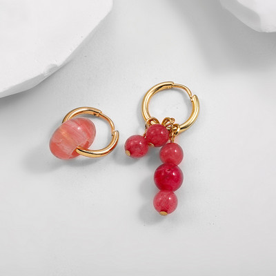 Divatos aszimmetrikus természetes gyöngyök lógó fülbevalók punk rozsdamentes acél kerek kör alakú Huggie fülbevalók ékszer ajándék nőknek