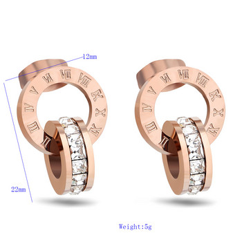 AsJerlya Луксозни елегантни римски цифри Колие Обеци Комплект за жени Обеци от неръждаема стомана Тенденция Сватбени бижута