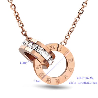 AsJerlya Set de cercei de lux elegant cu cifre romane, colier de cristal, pentru femei, cercei din oțel inoxidabil, bijuterii de nuntă