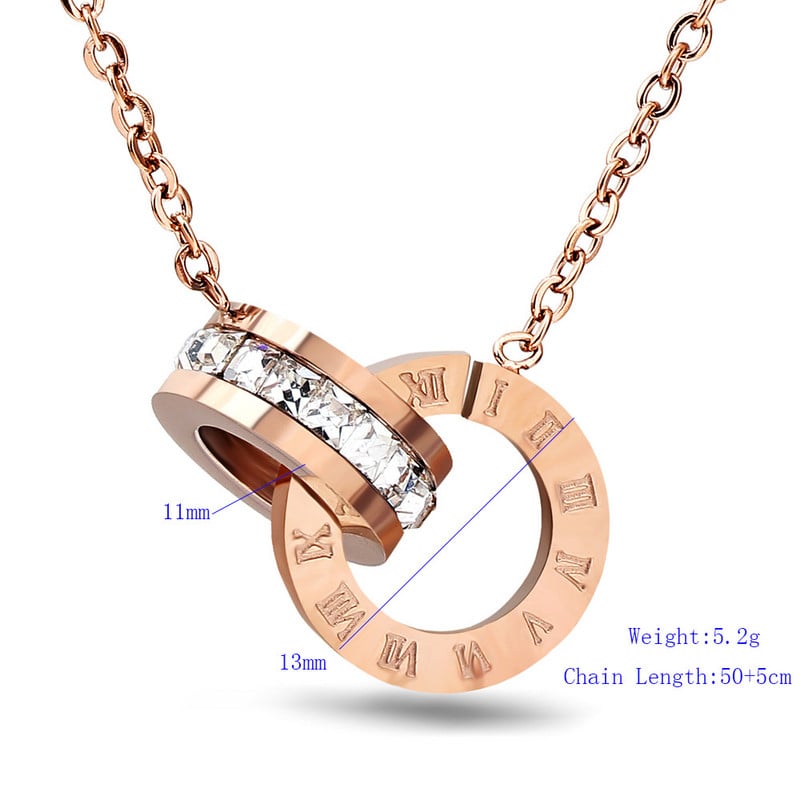 AsJerlya Set de cercei de lux elegant cu cifre romane, colier de cristal, pentru femei, cercei din oțel inoxidabil, bijuterii de nuntă