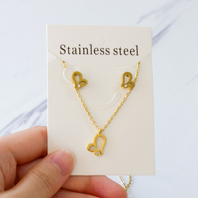 LUXUKISSKIDS rozsdamentes acél női fülbevalók és nyakláncok ékszerkészletek szív afrikai ékszerek Dubai trend esküvői kiegészítők