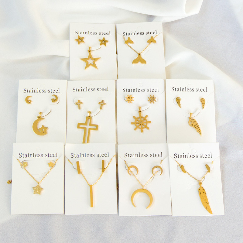 LUXUKISSKIDS rozsdamentes acél női fülbevalók és nyakláncok ékszerkészletek szív afrikai ékszerek Dubai trend esküvői kiegészítők