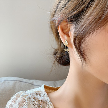 Κορεατικά σκουλαρίκια με μαργαριτάρια ζιργκόν της Κορέας για γυναίκες Κομψά, κρυστάλλινα λουλούδια, σκουλαρίκια, επετειακά γαμήλια κοσμήματα