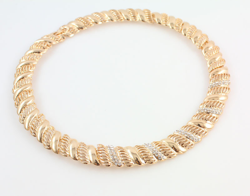 Vintage afrikai kristály ékszer készletek nőknek esküvői menyasszonyi kiegészítők arany színű nyaklánc karkötő fülbevaló gyűrű készlet