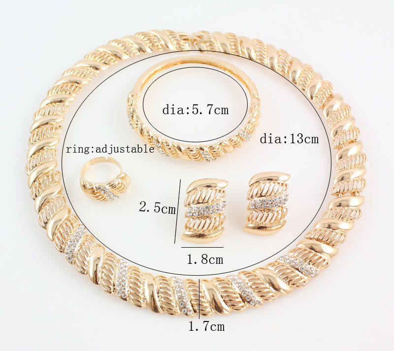 Vintage afrikai kristály ékszer készletek nőknek esküvői menyasszonyi kiegészítők arany színű nyaklánc karkötő fülbevaló gyűrű készlet