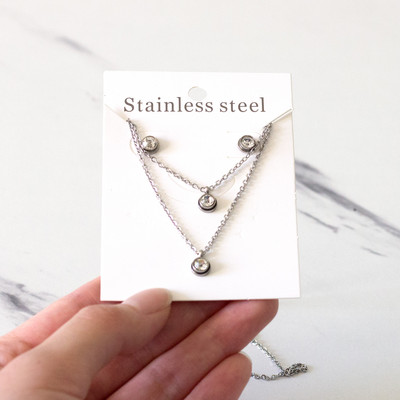 2021 új kerek cirkon sáros kétrétegű lánc nyaklánc fülbevaló készlet arany ezüst színű medál ékszer készlet nőknek nagykereskedés