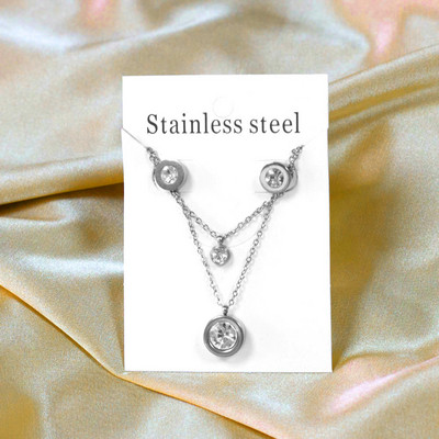 2021 új kerek cirkon sáros kétrétegű lánc nyaklánc fülbevaló készlet arany ezüst színű medál ékszer készlet nőknek nagykereskedés