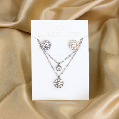 2021 új kerek cirkon sáros kétrétegű lánc nyaklánc fülbevaló készlet arany ezüst színű medál ékszer készlet nőknek nagykereskedés