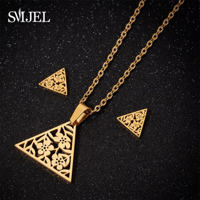 SMJEL Set de bijuterii Boemia Arborele Vieții Cercei din oțel inoxidabil Femei Copii Moda Colier cu flori fulgi de nea Hawaii Pendientes
