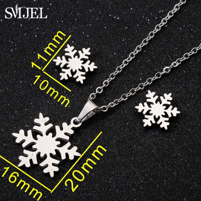 SMJEL Set de bijuterii Boemia Arborele Vieții Cercei din oțel inoxidabil Femei Copii Moda Colier cu flori fulgi de nea Hawaii Pendientes