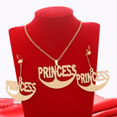 Dubai arany színű betűs ékszerkészletek nőknek afrikai parti esküvői nyaklánc medál fülbevaló ékszer szett eljegyzési ajándékok