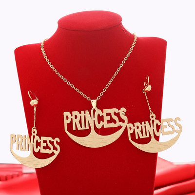 Dubai arany színű betűs ékszerkészletek nőknek afrikai parti esküvői nyaklánc medál fülbevaló ékszer szett eljegyzési ajándékok