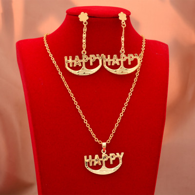 Dubai arany színű betűs ékszerkészletek nőknek afrikai parti esküvői nyaklánc medál fülbevaló ékszer szett eljegyzési ajándékok