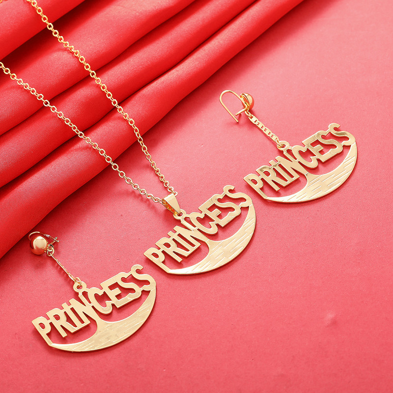 Dubai arany színű betűs ékszerkészletek nőknek afrikai parti esküvői nyaklánc medál fülbevaló ékszer szett eljegyzési ajándékok