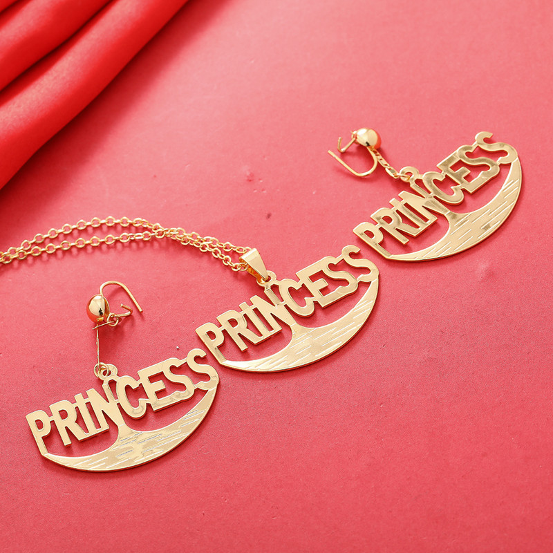 Dubai arany színű betűs ékszerkészletek nőknek afrikai parti esküvői nyaklánc medál fülbevaló ékszer szett eljegyzési ajándékok