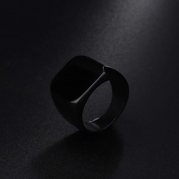 Μόδα ανδρικά λεία μαύρα δαχτυλίδια από ανοξείδωτο ατσάλι Πλάτος Σήμα τετράγωνο άπειρο δαχτυλίδι Hiphop Δώρο κοσμήματος για ανδρικό γαμήλιο πάρτι