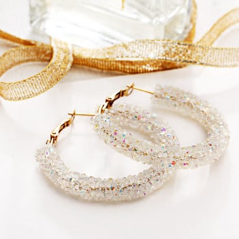 Σκουλαρίκια Sparkle Hoop Γυναικεία Punk Rock Big Crystal Μαύρο Λευκό Χρώμα Προσωπικότητα Ρετρό Υπερβολή Μόδα Κοσμήματα KAE157