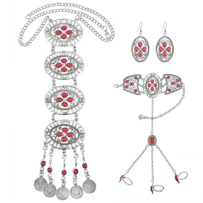 Seturi de bijuterii afgane pentru femei, coliere de cristal colorate cu strasuri, agrafe de păr pentru cercei, seturi de bijuterii afgane indiene de mireasă