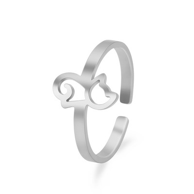 Teamer nerūdijančio plieno žiedai moterims, reguliuojamas raganos mazgas, širdis, gėlė, gyvatė, kryžius, pirštų žiedas, papuošalai Valentino dienos dovana