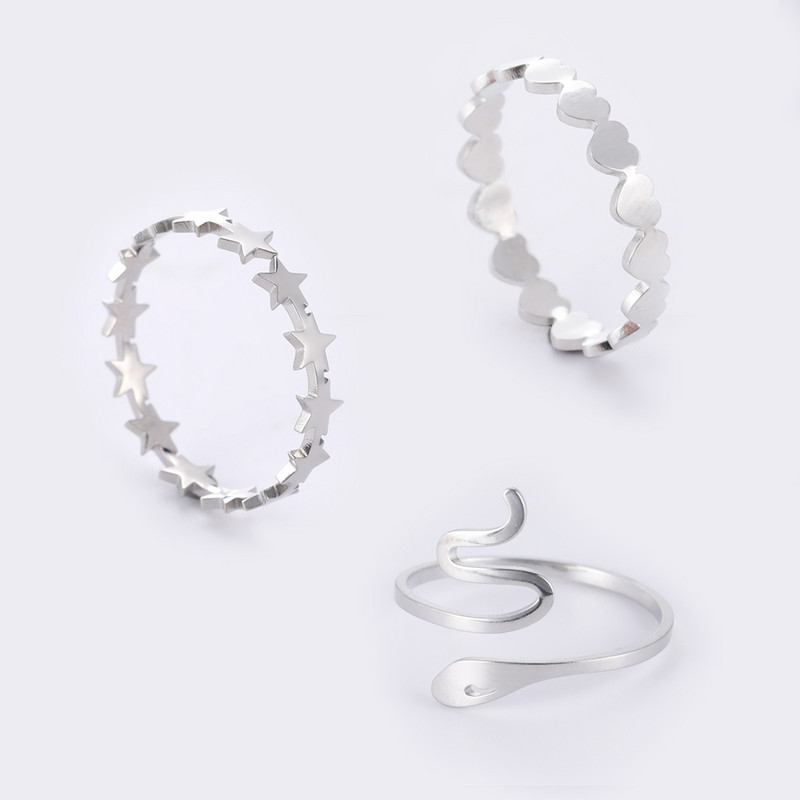 Teamer nerūdijančio plieno žiedai moterims, reguliuojamas raganos mazgas, širdis, gėlė, gyvatė, kryžius, pirštų žiedas, papuošalai Valentino dienos dovana