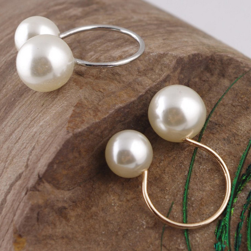 Inel de perle la modă Deschidere în formă de U Inel de culoare auriu reglabil pentru femei Bijuterii noi