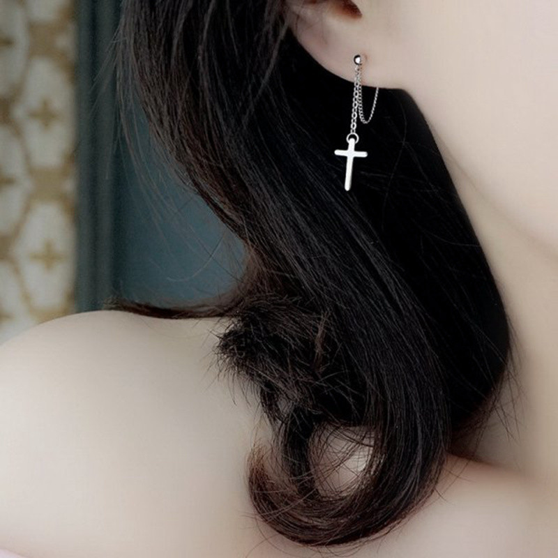 Bijoux kereszt hosszú bojtos csepp fülbevaló nőknek egyszerű szív pillangós fülvonalú lánc lógó női Brinco party ékszer ajándék
