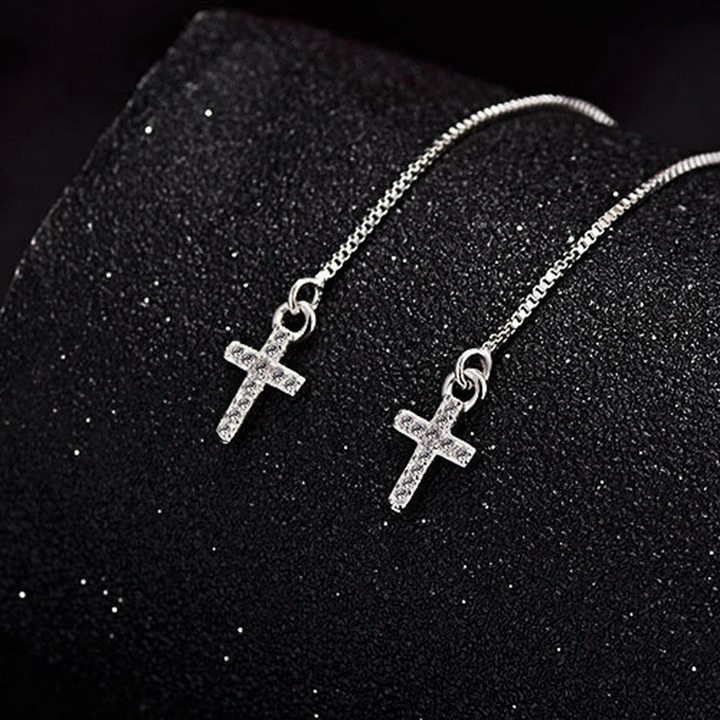 Bijoux kereszt hosszú bojtos csepp fülbevaló nőknek egyszerű szív pillangós fülvonalú lánc lógó női Brinco party ékszer ajándék