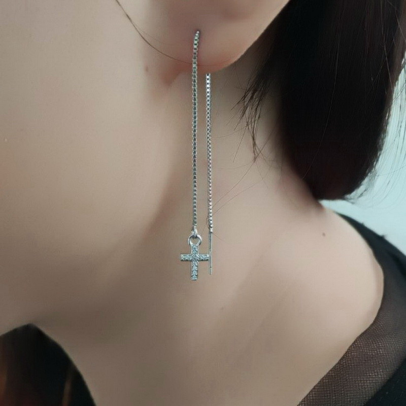 Bijoux kereszt hosszú bojtos csepp fülbevaló nőknek egyszerű szív pillangós fülvonalú lánc lógó női Brinco party ékszer ajándék