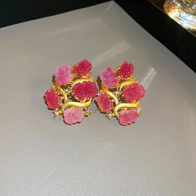 Prehnané kamienkové akrylové kvetinové náhrdelníky a náušnice, brošňa pre ženy 2022, nová módna sladká párty sada dámskych šperkov