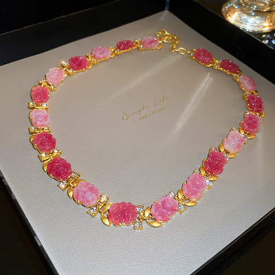 Prehnané kamienkové akrylové kvetinové náhrdelníky a náušnice, brošňa pre ženy 2022, nová módna sladká párty sada dámskych šperkov