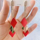 Túlzott geometriai hosszú bojt koreai fülbevalók szokatlan fülbevalók 2022 trendi függő fülbevalók, gyönyörű női ékszerek