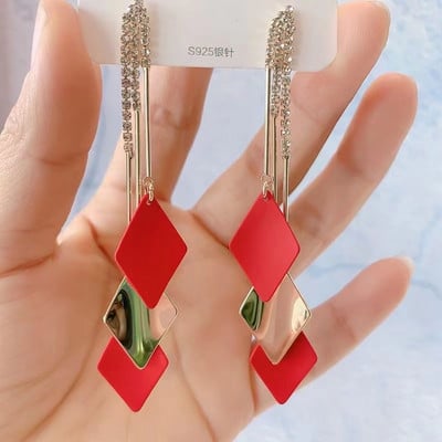 Túlzott geometriai hosszú bojt koreai fülbevalók szokatlan fülbevalók 2022 trendi függő fülbevalók, gyönyörű női ékszerek