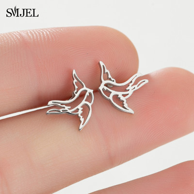 Nerezová oceľová lastovička Malé náušnice s viacerými malými vtáčikmi, dámske šperky s holubicou, plameniakmi, papagájom, vetvou, kolibríkom, žeriavom