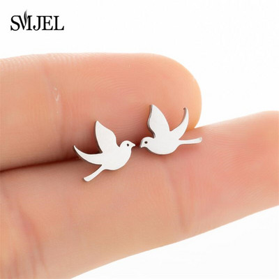 Nerezová oceľová lastovička Malé náušnice s viacerými malými vtáčikmi, dámske šperky s holubicou, plameniakmi, papagájom, vetvou, kolibríkom, žeriavom