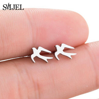 Nerezová oceľová lastovička Malé náušnice s viacerými malými vtáčikmi, dámske šperky s holubicou, plameniakmi, papagájom, vetvou, kolibríkom, žeriavom