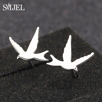 Nerezová oceľová lastovička Malé náušnice s viacerými malými vtáčikmi, dámske šperky s holubicou, plameniakmi, papagájom, vetvou, kolibríkom, žeriavom